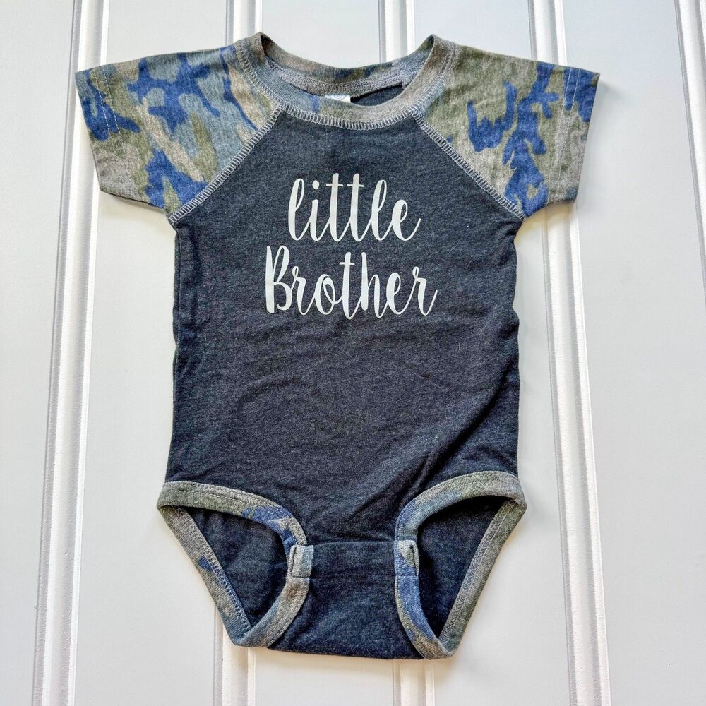 4/$10 - Rabbit Skins “Little Brother” Camo Baby Onesie Bodysuit | 3-6 Months